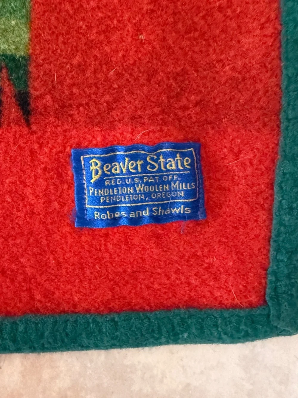 VTG Pendleton Beaver State Wool Blanket Chief Joseph Arrowhead Red Green 76x54